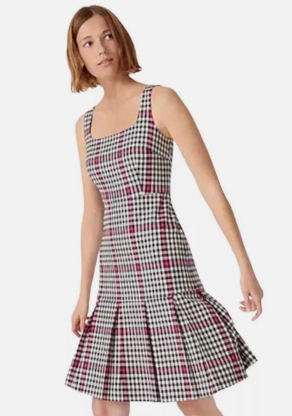 NWT J.Crew Scoopneck Fit Flare Dress in Herringbone Twill Size 4